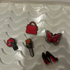 Cute girly red croc charm set
